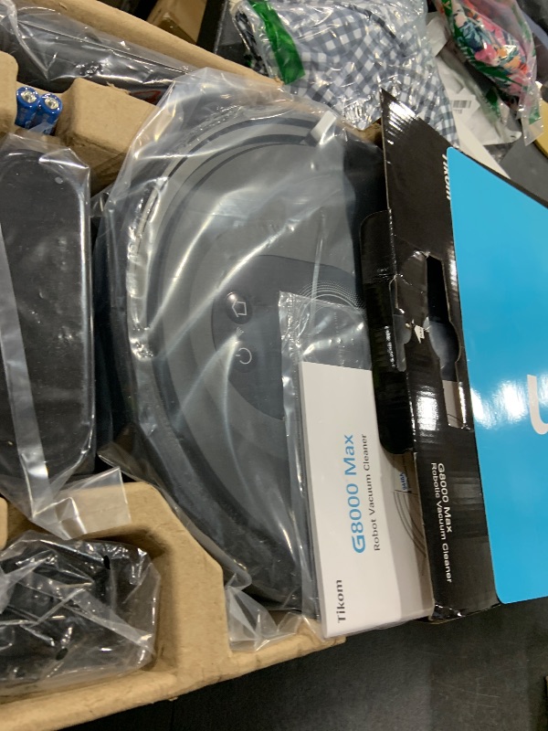 Photo 1 of Tikom Robot Vacuum and Mop Combo, 5000Pa Robotic Vacuum Cleaner, 150 Min Max, App & Remote Control, Ideal for Hard Floor, Carpet, Pet Hair, Self-Charge(G8000 Max)