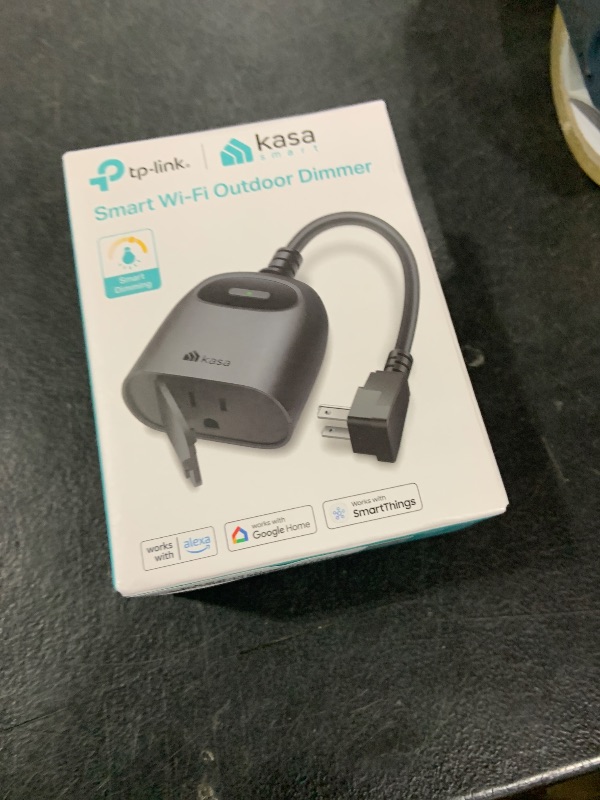 Photo 1 of Kasa Outdoor Smart Dimmer Plug, IP64 Plug- in Dimmer for Outdoor String Lights, Compatible with Alexa, Google Assistant & SmartThings, Long Wi-Fi Range 2.4Ghz, No Hub Required, ETL Certified(KP405)