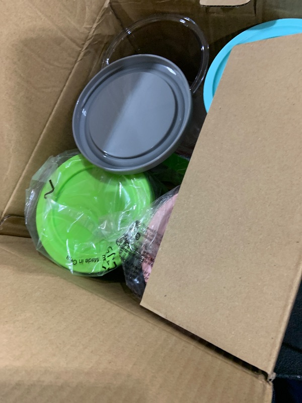 Photo 1 of 4 Pack Creami Deluxe Pints & Lids for Ninja, 24 Oz Compatible with NC500 NC501 Series Ice Cream Makers, with 5 Spoons & 64 Writable Labels, BPA-Free & Dishwasher Safe, 4 Color Lids