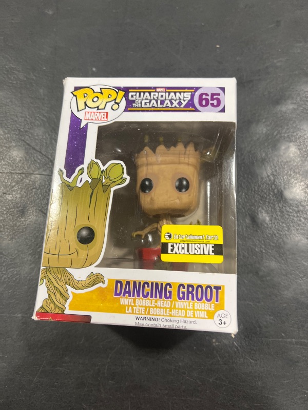 Photo 1 of Funko Marvel Guardians of the Galaxy POP! Marvel Dancing Groot Exclusive Vinyl Bobble Head #65 [Red Pot with Ravagers Logo]