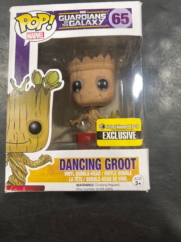 Photo 1 of Funko Marvel Guardians of the Galaxy POP! Marvel Dancing Groot Exclusive Vinyl Bobble Head #65 [Red Pot with Ravagers Logo]