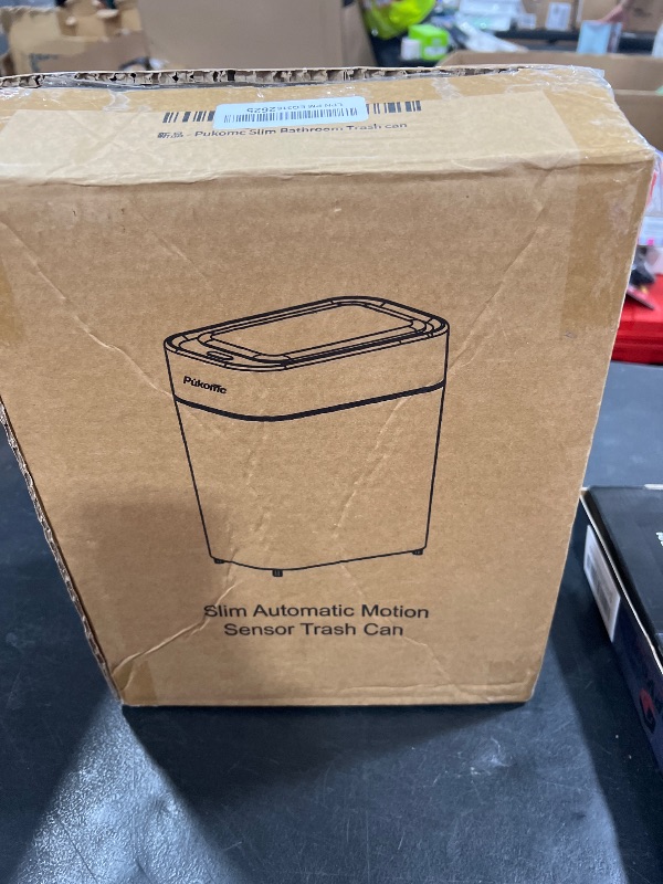 Photo 1 of Pukomc Automatic Small Sensor Trash Can with Touchless Lid, 2.3 Gallon / 9L Smart Garbage Can, Quiet Close White Gold Waste Bin - Perfect for Kitchen, Living Room & Small Spaces