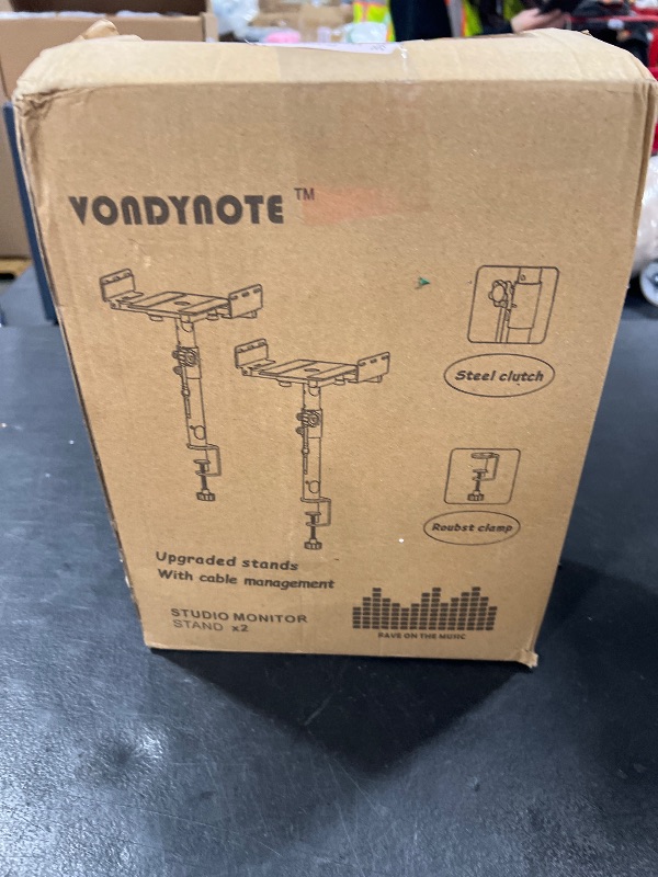 Photo 1 of Vondynote Set of 2 Dual Side Clamping Studio Monitor Stands Desktop Clamp Speaker Stands with Cable Management Extendable Top Plate Mounted by Screws