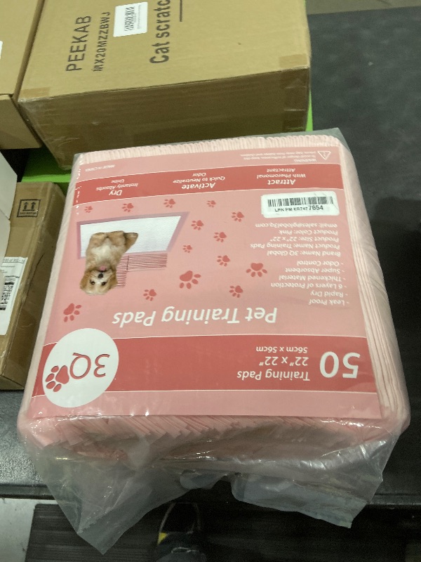 Photo 1 of 3Q Pink Puppy Pee Pads, 50 Count - 22 x 22 Inch Dog Training Pads, Leak-Proof Quick Absorb 6-Layer Design for Pet Potty Training, Ideal for Puppies, Cats, Rabbits, and Guinea Pigs