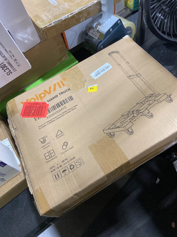 Photo 1 of Voipvvii Folding Hand Truck 500lbs, Portable Heavy Duty Dolly Cart, 6 Wheels Collapsible Luggage Cart with 2 Elastic Ropes - Compact Trolley Cart for Easy Moving - Ideal Hand Cart for Travel and More