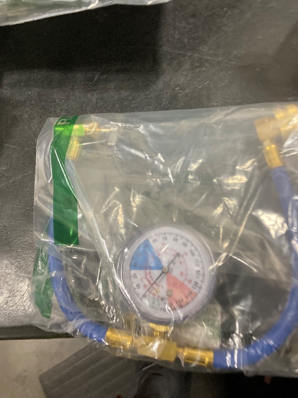 Photo 1 of R134A Recharge Hose Car AC Refrigerant Charge Hose Kit Recharging Hose with Gauge, A/C 1/2 Recharge Measuring Kit Can Tap Air Conditioning Pressure Gauge R134A