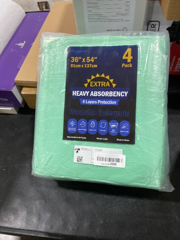 Photo 1 of 4 Pack 36” x 54” Extra Heavy Absorbency Washable Underpads, Waterproof Nursing Pads Incontinence Bed Pads, Reusable Washable Pee Pads for Dogs, Diaper Changing & Adults, Mattress Protector