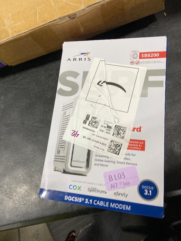 Photo 1 of ARRIS (SB8200) - Cable Modem - Fast DOCSIS 3.1 32x8 Gigabit Cable Modem , Approved for Comcast Xfinity, Cox, Charter Spectrum, & more | 1 Gbps Max Internet Speed, 4 OFDM Channels - (No Built-in Wifi)