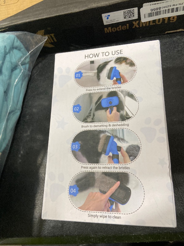 Photo 1 of Swihauk Self Cleaning Slicker Brush - Skin Friendly Deshedding Grooming Tool for Dogs & Cats, Suitable for Shedding & Haired Pets, with Pet Supplies Accessories, Blue