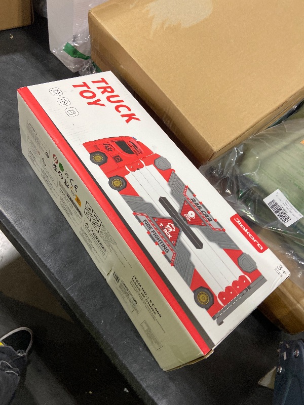 Photo 1 of Jiakora 65-Inch Race Car Tracks and 20 Car Toys for Toddlers Boys Kids 1-3 4-7, Toy Trucks for Toddler 2 3 4 5 6 7 8 Years Old with Lights Sounds, Carrier Truck Toys Gift for Boys Girls Kids