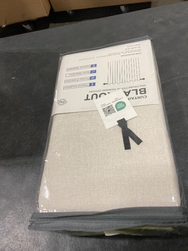 Photo 1 of 100% Blackout Shield Linen Blackout Curtains for Bedroom 96 Inches Long, Back Tab/Rod Pocket Living Room Drapes, Thermal Insulated Blackout Curtains 2 Panels Set, 50" W x 96" L,Cream