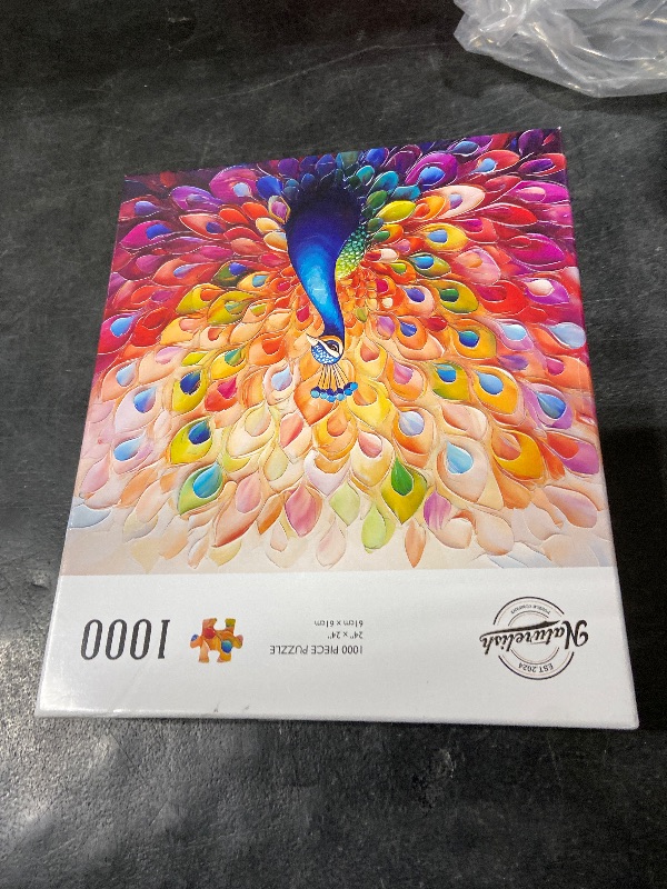 Photo 1 of Naturelish Difficult Puzzles for Adults 1000 Pieces: Peacock Artwork Jigsaw Puzzle, Challenging Impossible Hard Puzzle for Animal Lovers Gifts, 24 x 24 in
