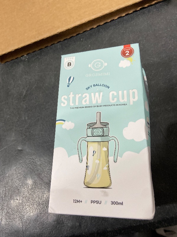 Photo 1 of GROSMIMI Flip Top Spill Proof Sippy Cup, PPSU, BPA Free, 10 oz, Stage 2 Straw for Toddlers (Air balloon)