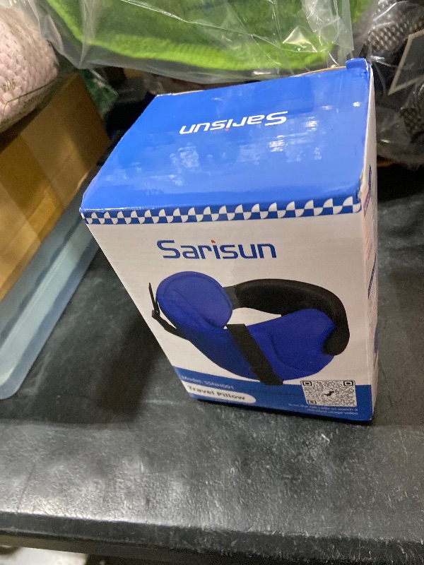 Photo 1 of SARISUN Travel Pillows for Airplanes, Airplane Pillow for Long Flight, Airplane Head Strap with Eye Mask for Sleep, Travel Neck Pillow for Car Road Trip, 360° Support Headrest, Stop Bobblehead, Black