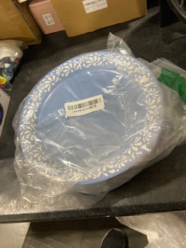 Photo 1 of Yungyan 100 Pcs 9 Inch Blue Platos De Barro Cielito Lindo Plates Mexican Paper Plates Cielito Lindo Baby Shower Favors for Talavera Birthday Wedding Party Decoration