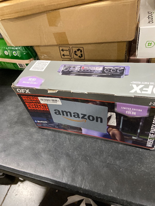 Photo 1 of QFX J-220BT Purple Boombox MP3 Conversion from Radio to Cassette with 4-Band (AM, FM, SW1, SW2) Radio with Bluetooth, Dual 3” Speakers, Built-in Microphone, Recorder, and a 3-Band Equalizer