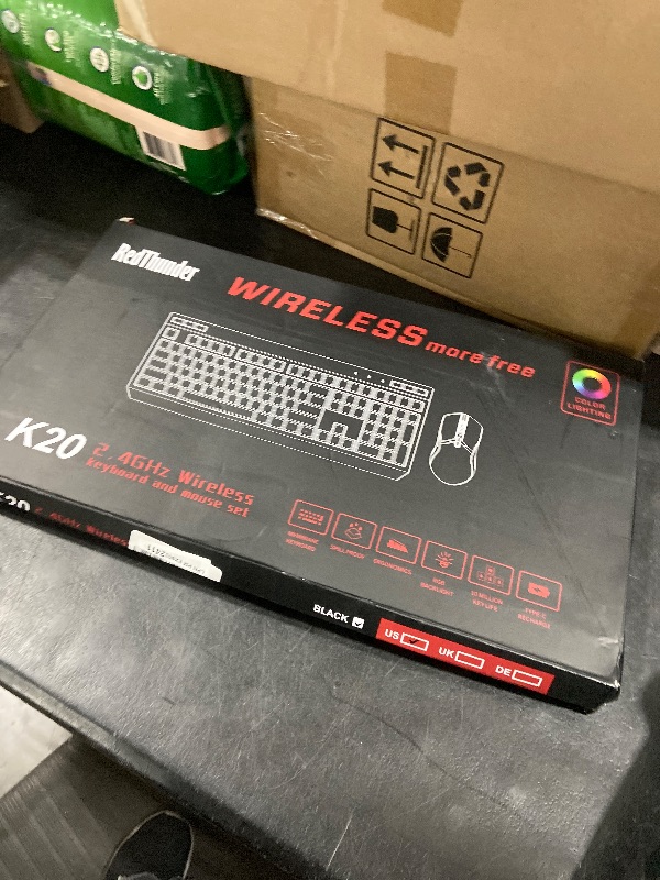 Photo 1 of RedThunder K20 Wireless Keyboard and Mouse Combo, Full Size Anti-Ghosting Keyboard with Multimedia Keys + 7D 4800DPI Optical Mice, Rechargeable RGB Gaming/Office Set for PC Laptop Mac Xbox (Black)
