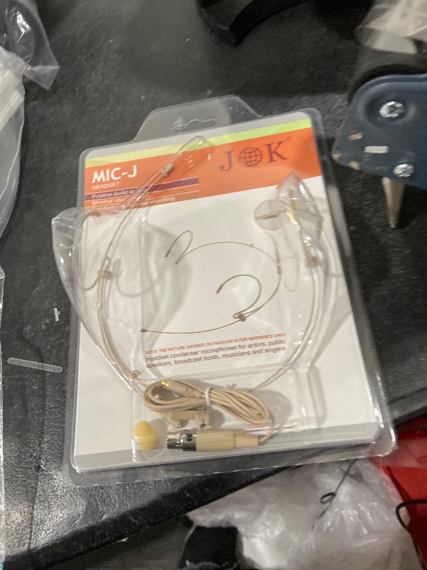 Photo 1 of J K Pro Earhook Headset Headworn Microphone MIC-J 071S Compatible with Shure Wireless System - Mini XLR TA4F Detachable Cable