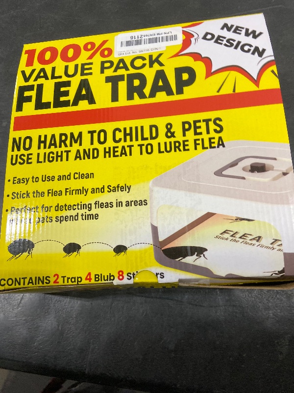 Photo 1 of 2 Pack Flea Traps for Inside Your Home, Flea Light Traps for Home Indoor with 4 Bulbs and 8 Sticky Discs, Bed Bug Trap Safe to Pets and Kids