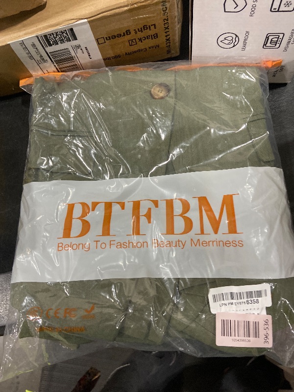 Photo 1 of BTFBM Two Piece Set for Women Fall Fashion 2025 Business Casual Long Sleeve Blazer Jackets Wide Leg Pant Suits Pockets(Army Green, Medium)