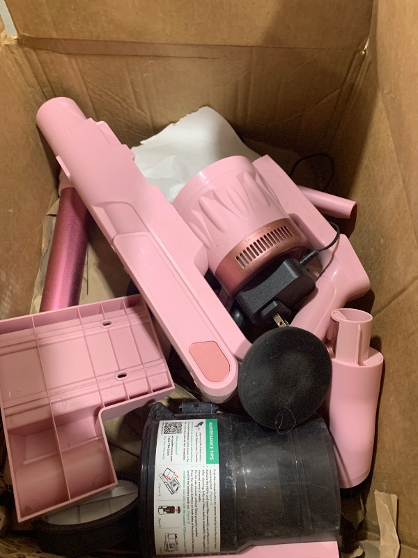 Photo 1 of Cordless Vacuum Cleaner for Home, Upgraded 60Kpa Powerful Suction Pet Hair Vacuum with 70min Runtime, Green LED Light for Hardwood Floors & Carpet, Self-Standing Rechargeable Stick Vacuum, Pink