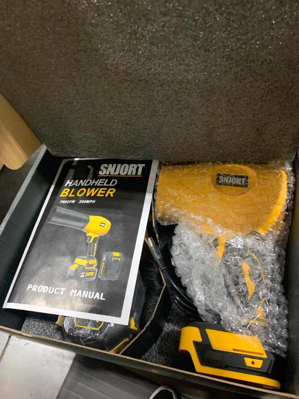 Photo 1 of Leaf Blower Cordless with Battery and Charger,800,000 RPM,Extended Nozzle,Lightweight Handheld Design,Blower for Patio Cleaning,car Blowing Water,Blowing Leaves and Dust?Amber Yellow?