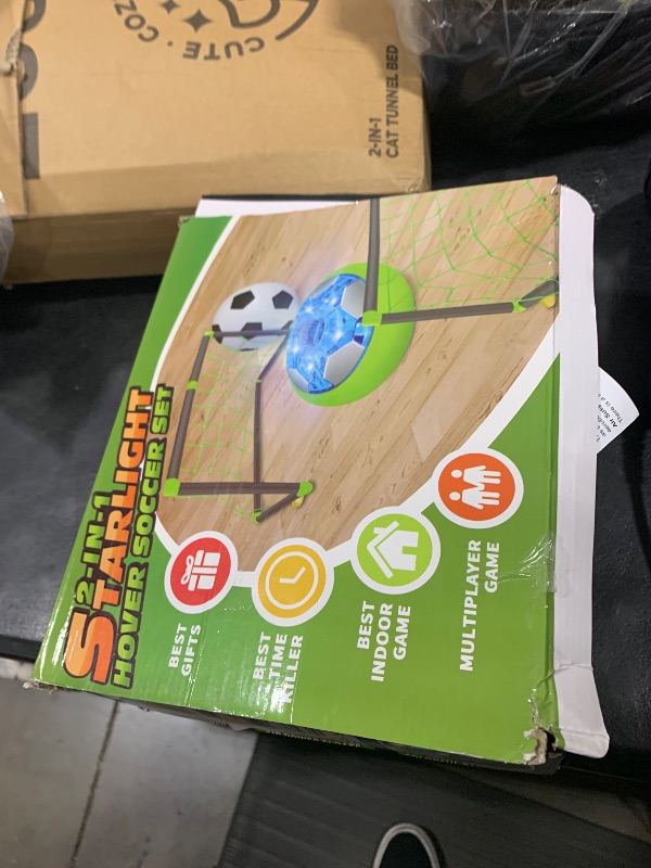 Photo 1 of Hover Soccer Ball with 2 Goals - Rechargeable Air Floating Soccer Toy with LED Lights and Foam Bumper, Indoor Games for Kids 4-8-12, Toys Gifts for 3 4 5 6 7 8 9 Year Old Boys Girls
