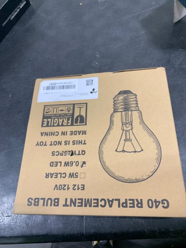 Photo 1 of CHYParty G40 LED Replacement Light Bulbs, 0.6W Shatterproof Globe Bulb, E12 Candelabra Base, 1.5 Inch Dimmable G40 Bulbs for Outdoor String Lights, Patio Decor- Warm White 25 Pack