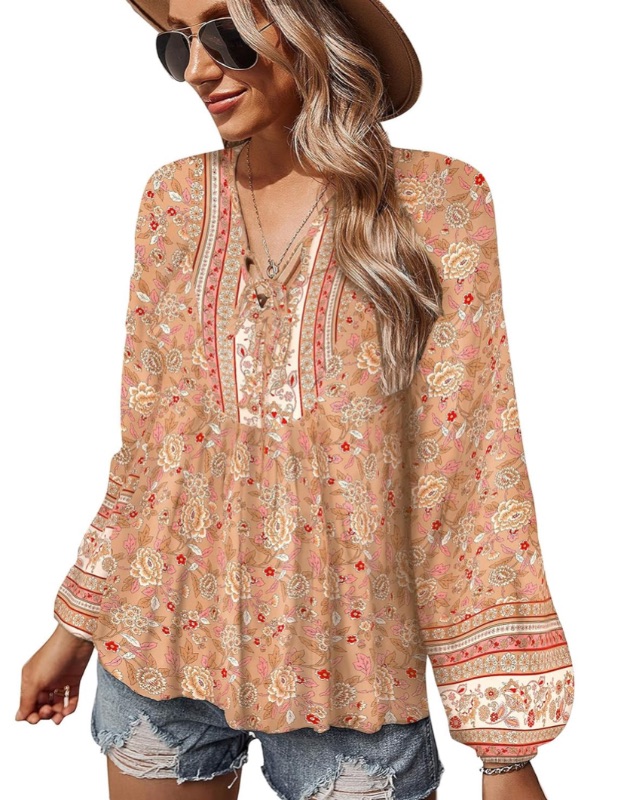 Photo 1 of KAYWIDE Women's Casual Boho V Neck, L