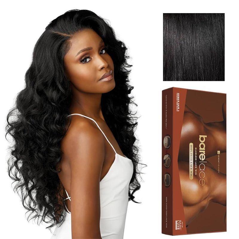 Photo 1 of Sensationnel Bare Lace 13X6 Wigs - Unit 4 Lacefrontal Glueless Synthetic 180 Degree Preplucked Hairline (Black)