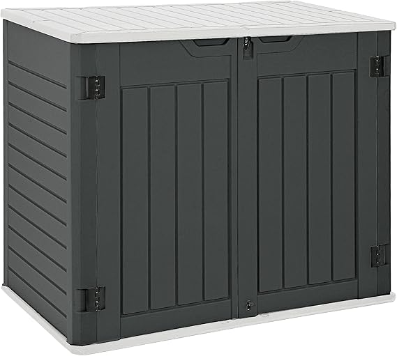 Photo 1 of YITAHOME Outdoor Horizontal Storage Sheds w/o Shelf, Weatherproof Resin Tool Shed, Multi-Opening Door for Storage of Bike, Trash Cans, Garden Tools, 35 cu ft, Waterproof, Lockable, Dark Gray
