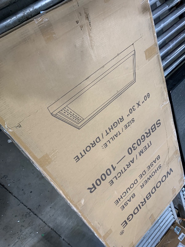 Photo 1 of WOODBRIDGE 60"L x 30"W x 4"H Shower Base,Right Drain,Non-Slip Single Threshold Shower Pan, Solid Surface with Matte Black Linear Drain Cover