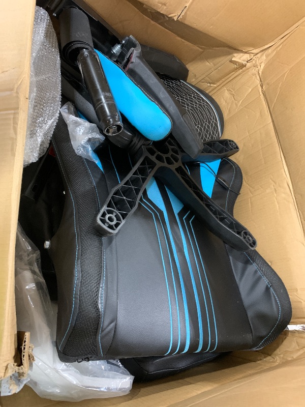 Photo 1 of HOFFREE Led Gaming Chair with Speakers and Massage Video Game Chair Big and Tall for 400lbs with Footrest Reclining High Back Computer Desk Chair Blue and Black