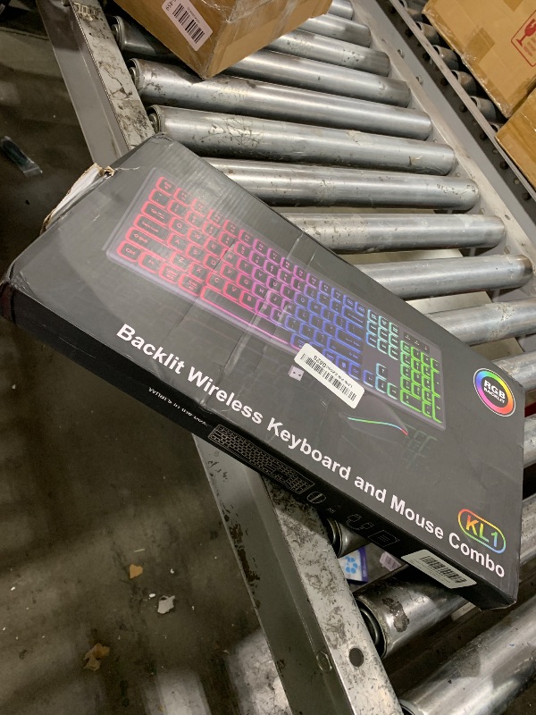 Photo 1 of Wireless Keyboard and Mouse Combo - RGB Backlit, Rechargeable & Light Up Letters, Full-Size, Ergonomic Tilt Angle, Sleep Mode, 2.4GHz Quiet Keyboard Mouse for Mac, Windows, Laptop, PC