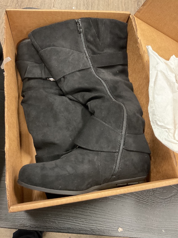 Photo 1 of Luoika Women's Extra Wide Calf Knee High Slouchy Boots, Wide Width Tall Boots with Flat Heel Side Zipper.180907 BlackMF 9XW
