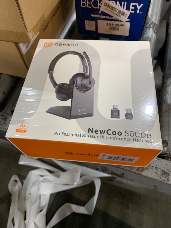 Photo 1 of N newline Wireless Headsets with Mic, 5.1 Bluetooth Headset with AI Noise Cancelling Microphone, 48Hrs Computer Headphones w/USB Dongle & Charging Base, for Office, Remote Work, Call Center, Gaming