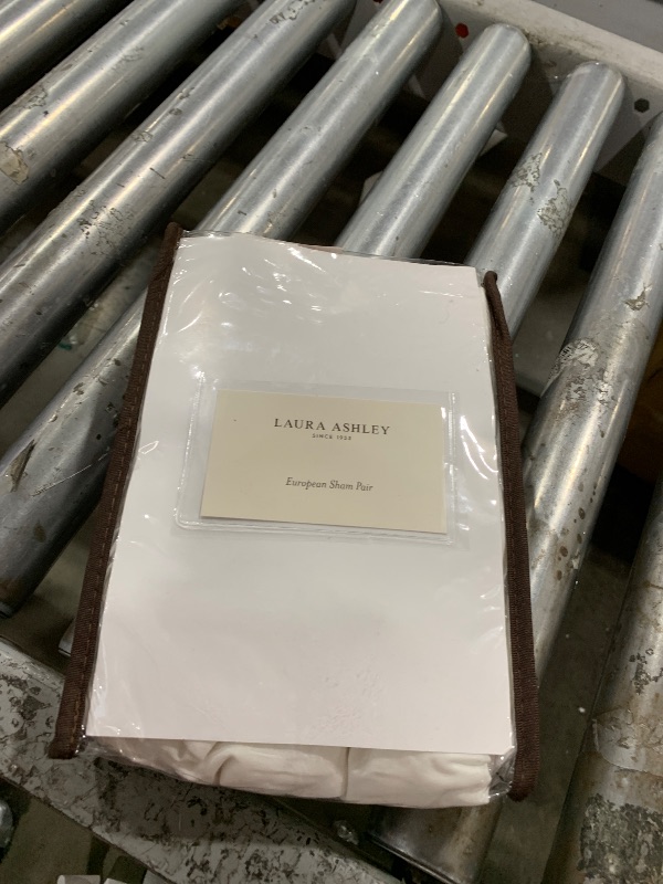 Photo 1 of Laura Ashley - Euro Shams, 100% Smooth Cotton with Envelope Closure, Throw Pillow Cover for Bed or Couch, Oeko-Tex Certified, Set of 2 (Stitched Vine Leaf Grey, 26" x 26")