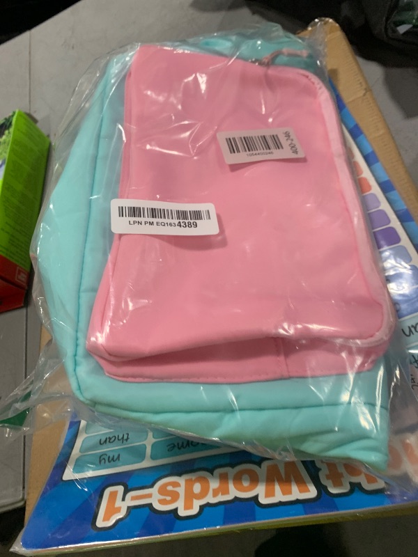 Photo 1 of Cunno 1 Piece Nylon Backpack Kids School Backpack for Toddler Girls Boys Plain Waterproof Preppy Bookbags Travel for Student (Lake Blue and Pink)