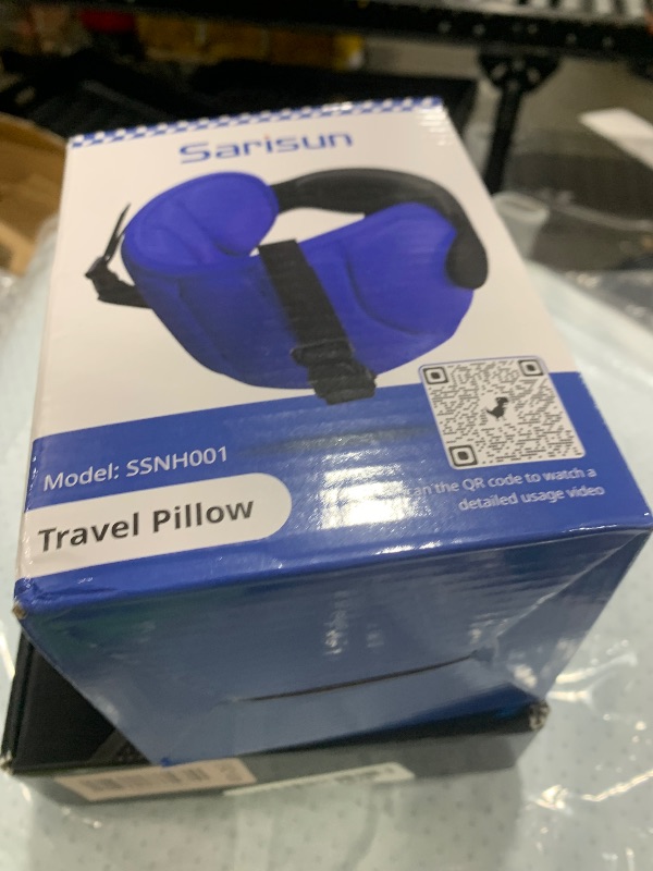 Photo 1 of SARISUN Travel Pillows for Airplanes, Airplane Pillow for Long Flight, Airplane Head Strap with Eye Mask for Sleep, Travel Neck Pillow for Car Road Trip, 360° Support Headrest, Stop Bobblehead, Black
