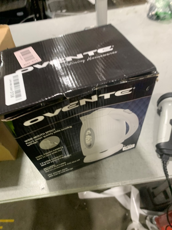 Photo 1 of OVENTE Electric Kettle, 1.7L Fast Boiling Water Heater for Coffee or Tea, BPA Free with Water Level Gauge, Auto Shut-Off, Boil-Dry Protection, Indicator Light and Removable Filter, White KP72W