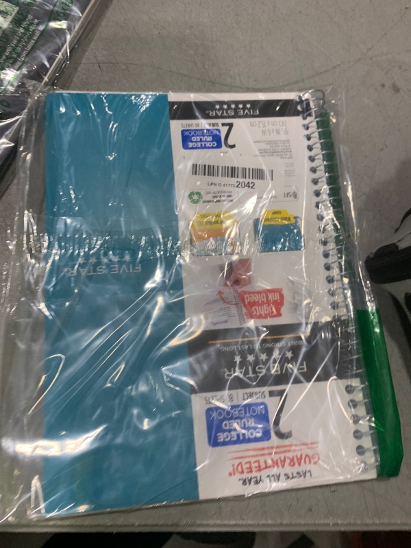 Photo 1 of Five Star Spiral Notebook, 2 Subject, College Ruled Paper, 6" x 9-1/2", 80 Sheets, Fights Ink Bleed, Water Resistant Cover, Tidewater Blue (840029CG1-ECM)