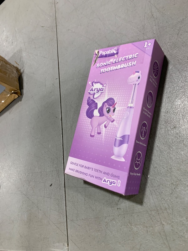 Photo 1 of Papablic Toddler Sonic Electric Toothbrush Kids for Ages 1-3 Years, Baby Electric Toothbrush with Cute Unicorn Cover and Smart LED Timer, 4 Brush Heads (Arya)