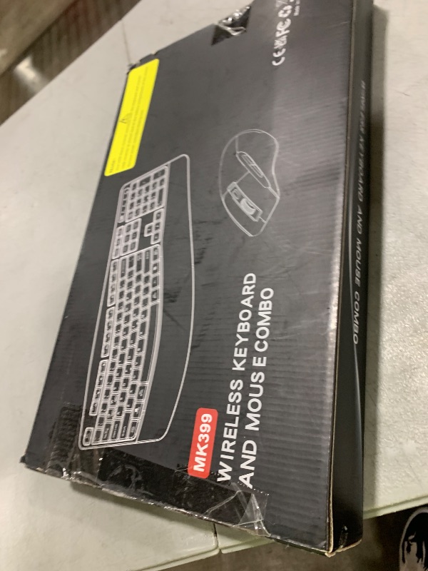 Photo 1 of Wireless Keyboard and Mouse Combo, 2.4G Full Size Wave Keys Ergonomic Keyboard with Wrist Rest and 3-Level DPI Adjustable Wireless Ergonomic Mouse for Windows, Mac OS Desktop/Laptop/PC(Black)