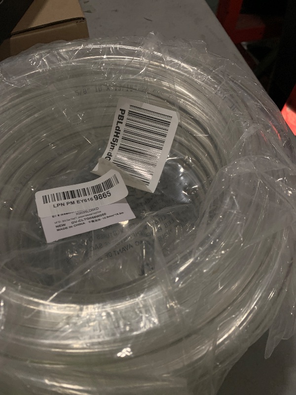 Photo 1 of DAVCO 5/8" ID - 50 ft Clear Vinyl Tubing, Low Pressure Flexible PVC Tube, Heavy Duty UV Chemical Resistant Lightweight Plastic Vinyl Hose, BPA Free and Non Toxic, with 2 Stainless Clamps