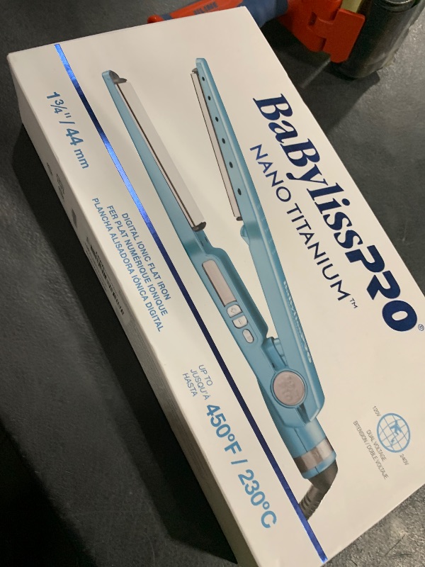 Photo 1 of BaBylissPRO Nano Titanium Ionic Flat Iron Hair Straightener, 1 3/4" Hair Straightener Iron for Smooth, Shiny, Frizz- Free Hair and All Hair Types