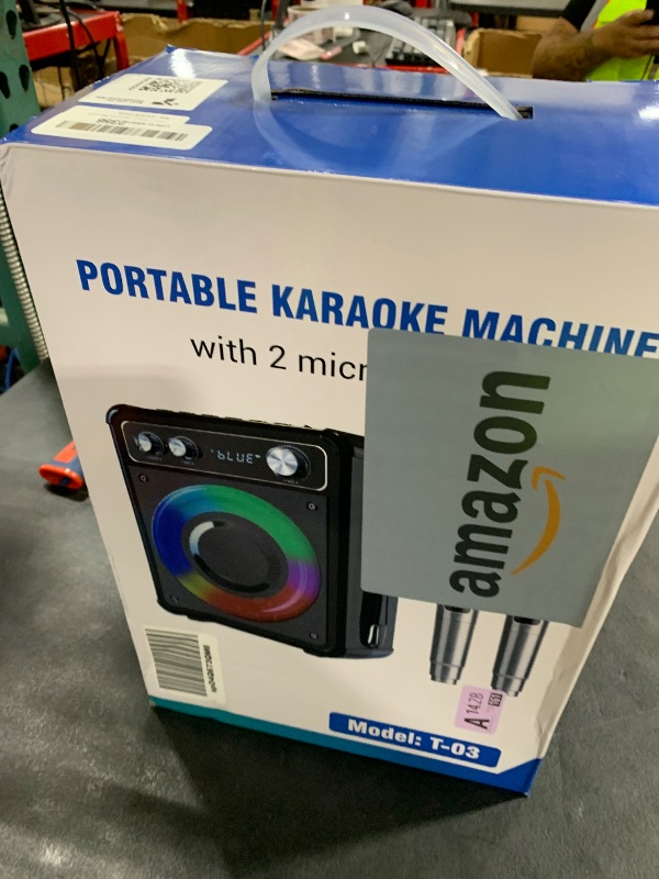 Photo 1 of VOSOCO Karaoke Machine, Portable Bluetooth Karaoke Speaker with 2 Wireless Microphones, PA System for Adults Kids with LED Lights, Supports FM/AUX/USB/TF for Home Party