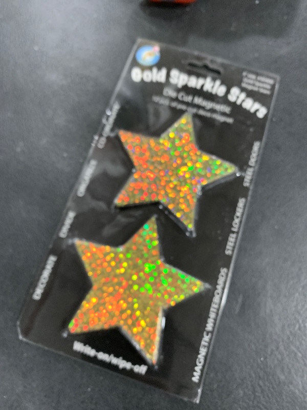 Photo 1 of Ashley Productions Sparkle Stars Die-Cut Magnets, Gold, 3", ASH30400