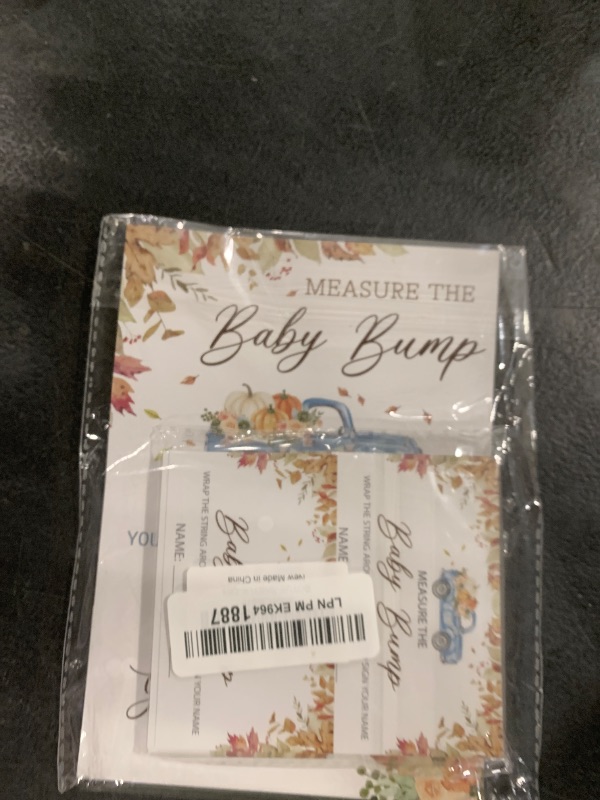 Photo 1 of Cazhes Thanksgiving Baby Shower Measure The Baby Bump, 1 Self-Standing Sign + 50 Tickets for Pumpkin Truck Gender Reveal Baby Announcement Party Favor Supplies - C03