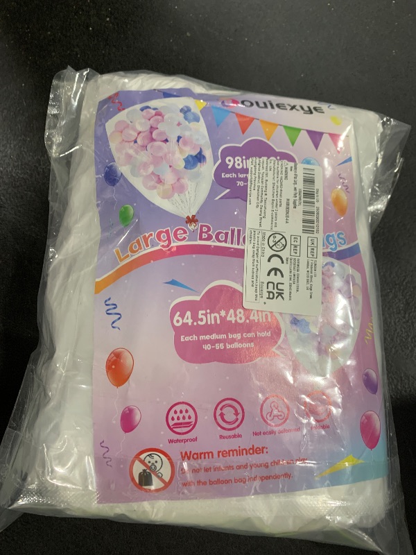 Photo 1 of Bouiexye 4Pcs Large Balloon Bags for Transport - 98 x 59 Inch Clear Drop Bag for Storage and Carrying - Wedding, Birthday, Baby Shower Party Supplies