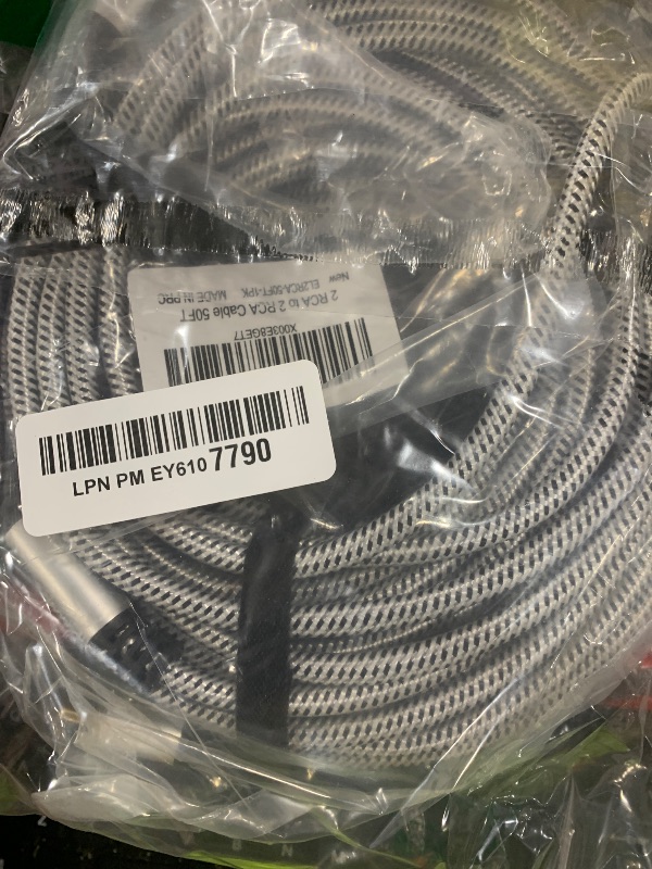 Photo 1 of Elecan Premium RCA Cable 50 Ft (Hi-Fi Sound-16 AWG-Shielded) 2 RCA Male to 2 RCA Male Stereo Audio Cable, Gold Plated-Aluminum Alloy Shell-Pure Copper-Braided RCA Cord for Home Theater Speakers + Ties